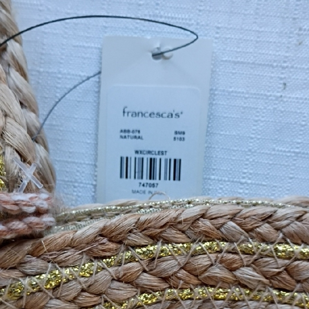 Francesca's Collections Gold and Tan Jute Tote - Picture 7 of 14